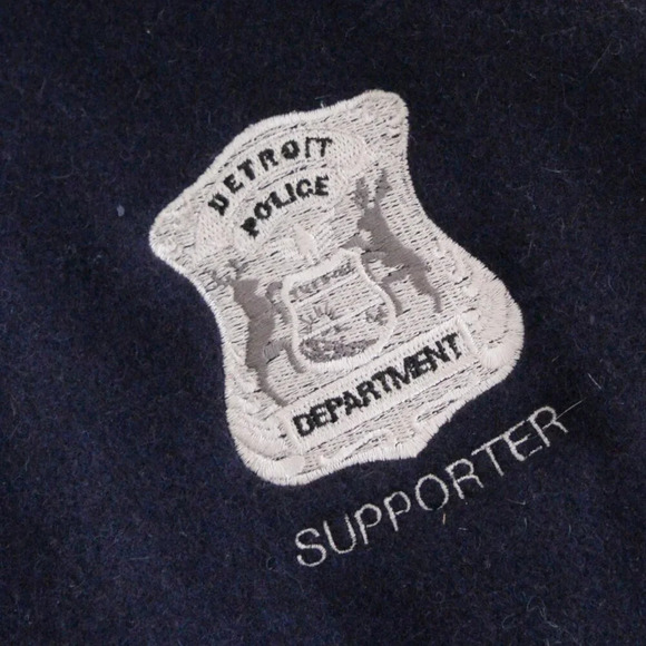 VTG Reed Sportswear Navy 100% Wool And Leather Detroit Police Supporter Jacket L - Picture 11 of 15